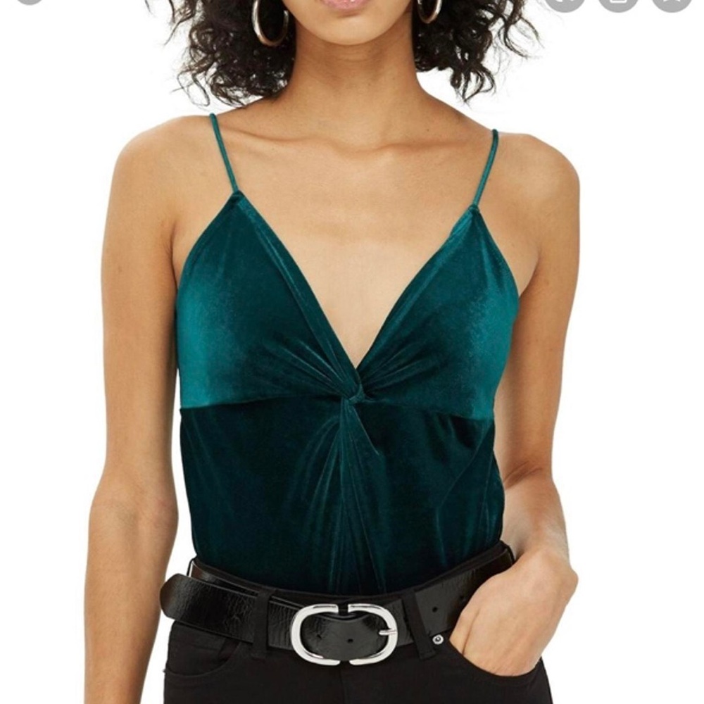 Elegant Dark Teal Velvet Women's Top